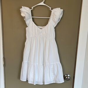 Abercrombie Ruched Flutter Sleeve White Mini Dress - XS